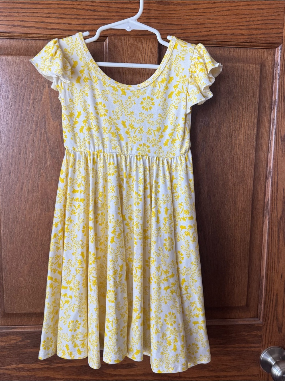 Dot Dot Smile Girls Yellow Floral Flutter Sleeve Dress - 3/4